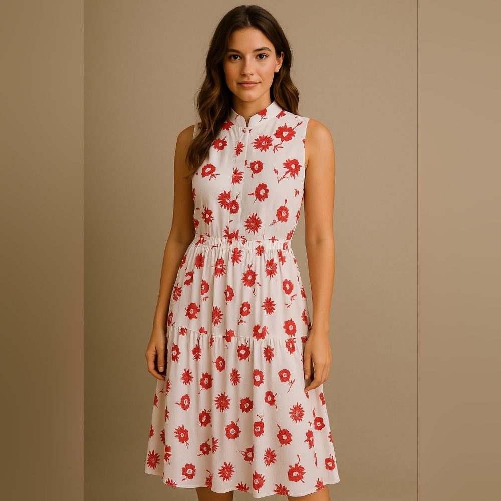 Vintage Handmade 2 Piece Floral Overcoat & Pleated Dress Set